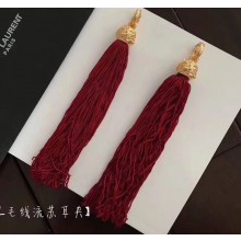 Saint Laurent Fringe Earrings Red