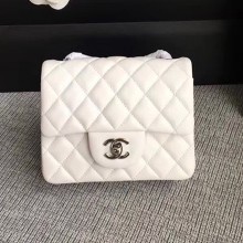 Chanel Classic Flap Mini Bag A1115 in Lambskin Leather White with Silver Hardware