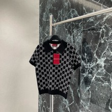 GUCCI BLACK Reversible GG wool jacquard polo shirt 814273 2025