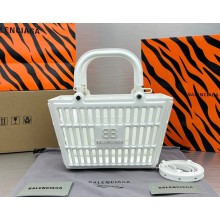 balenciaga small mag basket top handle bag in white 2022