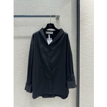 dior Black Cotton Poplin Asymmetric Shirt 01 2024