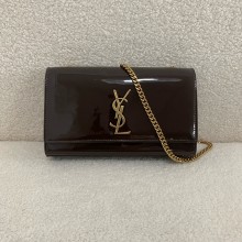 saint laurent kate medium in patent leather burgundy 2024(original quality)
