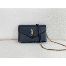 saint laurent mini envelope in sheepskin black 2024(original quality)