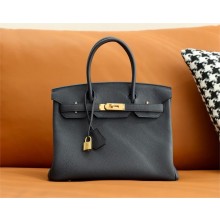 Hermes Birkin 30 In Original togo Leather bleu nuit with gold Hardware (Full Handmade)