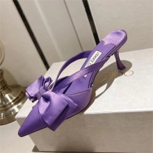 jimmy choo heel 6.5cm Wisteria Satin Flaca Mules with Bow 2023