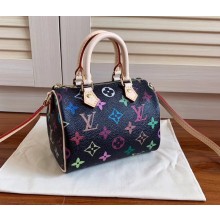  louis vuitton mini HL speedy black multicolor monogram bag M61252