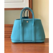 Hermes small Garden Party bag in original togo leather Bleu Aztec