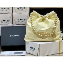 CHANEL Calfskin 22 medium Handbag AS3261 LIGHT YELLOW 2022(ORIGINAL QUALITY)