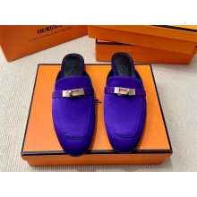 Hermes satin Kelly Buckle Oz Mules crocus (original quality)