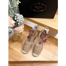 Prada Linen espadrille wedge sandals Beige 2023