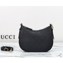 Gucci GG Emblem small shoulder bag 815409 Black GG grainy leather 2024