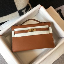 HERMES KELLY 22 EPSOM LEATHER CLUTCH BAG IN CAMEL