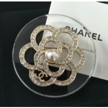 Chanel Transparent Brooch A53185 Gold/Crystal/Pearly White 2018