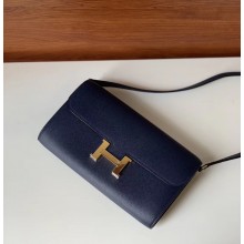 Hermes constance to go bag in epsom leather navy blue