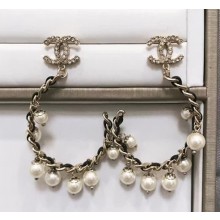 Chanel Earrings A58227 Gold/Pearly White/Crystal/Black 2018