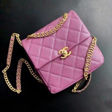chanel Grained Calfskin & Gold-Tone Metal purple backpack 2022