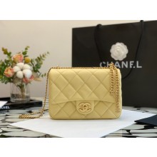 chanel Lambskin, Enamel & Gold-Tone Metal Mini Flap Bag yellow AS3113 2022
