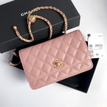 Chanel Gold-Tone Metal WOC Bag AP1450 pink 2022
