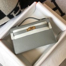 HERMES KELLY 22 EPSOM LEATHER CLUTCH BAG IN ICE BLUE