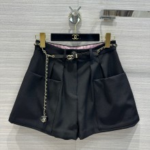 CHANEL black shorts with a belt 2023