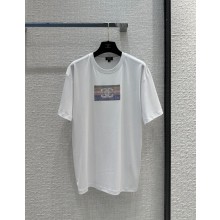 CHANEL WHITE CRYSTAL LOGO T-SHIRT 2023