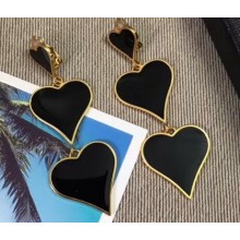 Saint Laurent Three-heart Earrings In Brass And Enamel 582549