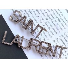 Saint Laurent Logo Brooches In Brass And Crystal 586493