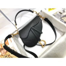 Dior Mini Saddle Bag In grained Calfskin Black