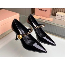 MIU MIU heel 8.5cm Patent leather pumps black 2023