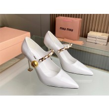MIU MIU heel 8.5cm Patent leather pumps white 2023