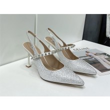 MIU MIU Satin slingback pumps with crystals silver 2023