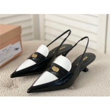 MIU MIU heel 4.5cm Leather penny loafers black/white 2023