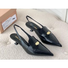 MIU MIU heel 4.5cm Leather penny loafers black 2023