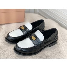 MIU MIU heel 2.5cm leather penny loafers black/white 2023