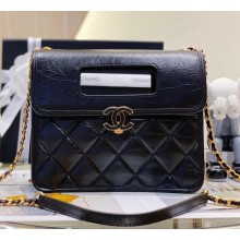 Chanel Mini Flap Bag with Top Handle in Calfskin AS4025 BLACK 2023