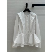 LOUIS VUITTON WHITE Poplin Peplum Blouse 2025