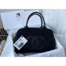 chanel bowling bag in suede leather black 2024
