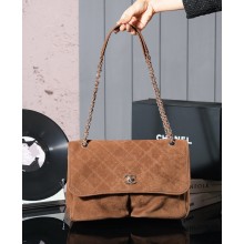 CHANEL VINTAGE HOBO BAG IN SUEDE LEATHER BROWN 2024