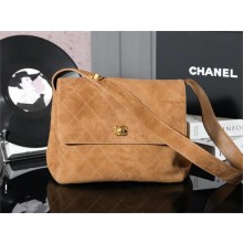 CHANEL VINTAGE SHOULDER BAG IN SUEDE LEATHER BROWN 2024