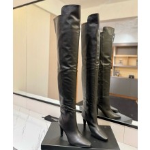 Saint Laurent calfskin Knee-High Boots in black 1213-2024