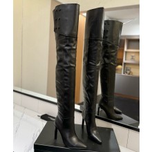 Saint Laurent calfskin Knee-High Boots in black 1213-2024ss