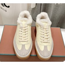 Loro Piana Women/Men calfskin Tennis Walk Sneakers with shearling 01-2024 
