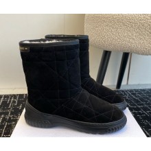 Dior Frost Ankle Boot black Cannage Suede and Ecru Lambskin Shearling 2024