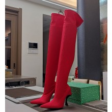 Balenciaga silk Knee-High Boots in red heel 10.5cm 2024