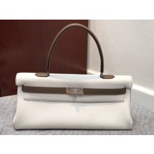 hermes kelly shoulder bag in original togo leather white/brown handmade