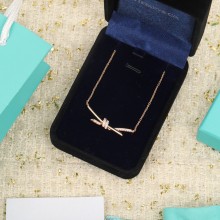 Tiffany Knot Drop Earrings in Rose Gold with Diamonds
