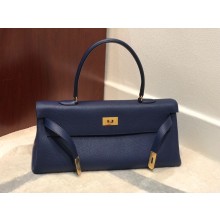 hermes kelly shoulder bag in original togo leather royal blue handmade