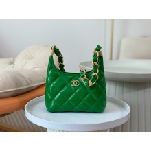 Chanel Shiny Lambskin & Gold-Tone Metal Small Hobo Bag Green AS4922 2024