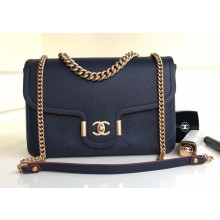 Chanel Grained Calfskin Medium Archi Chic Flap Bag A57217 Blue/Gold 2018