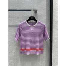 chanel Lilac, White & Pink cotton top P76857 2024